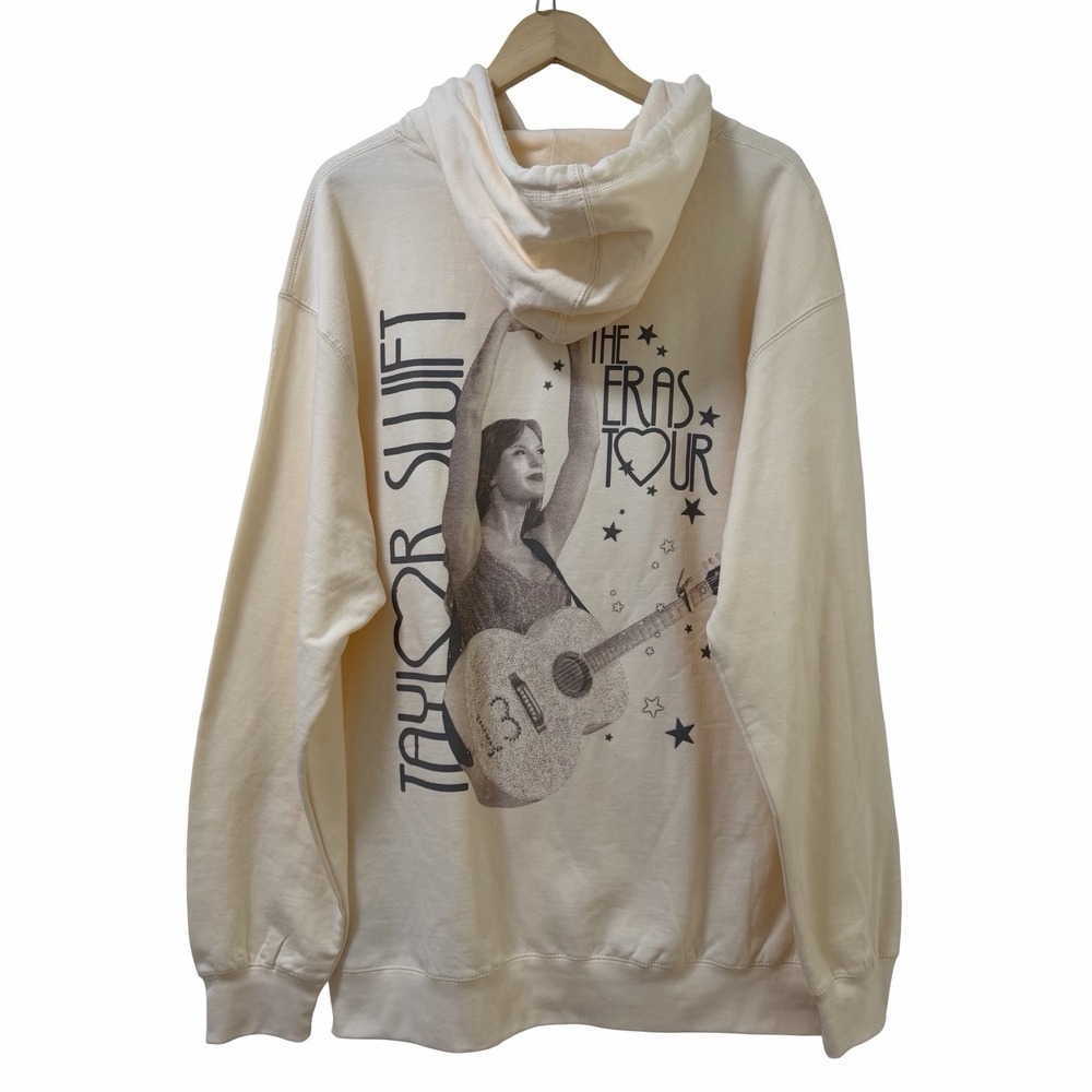 Taylor Swift 2023 The Eras Tour Graphic Concert Hoodie Sweatshirt Size XL‎ Cream